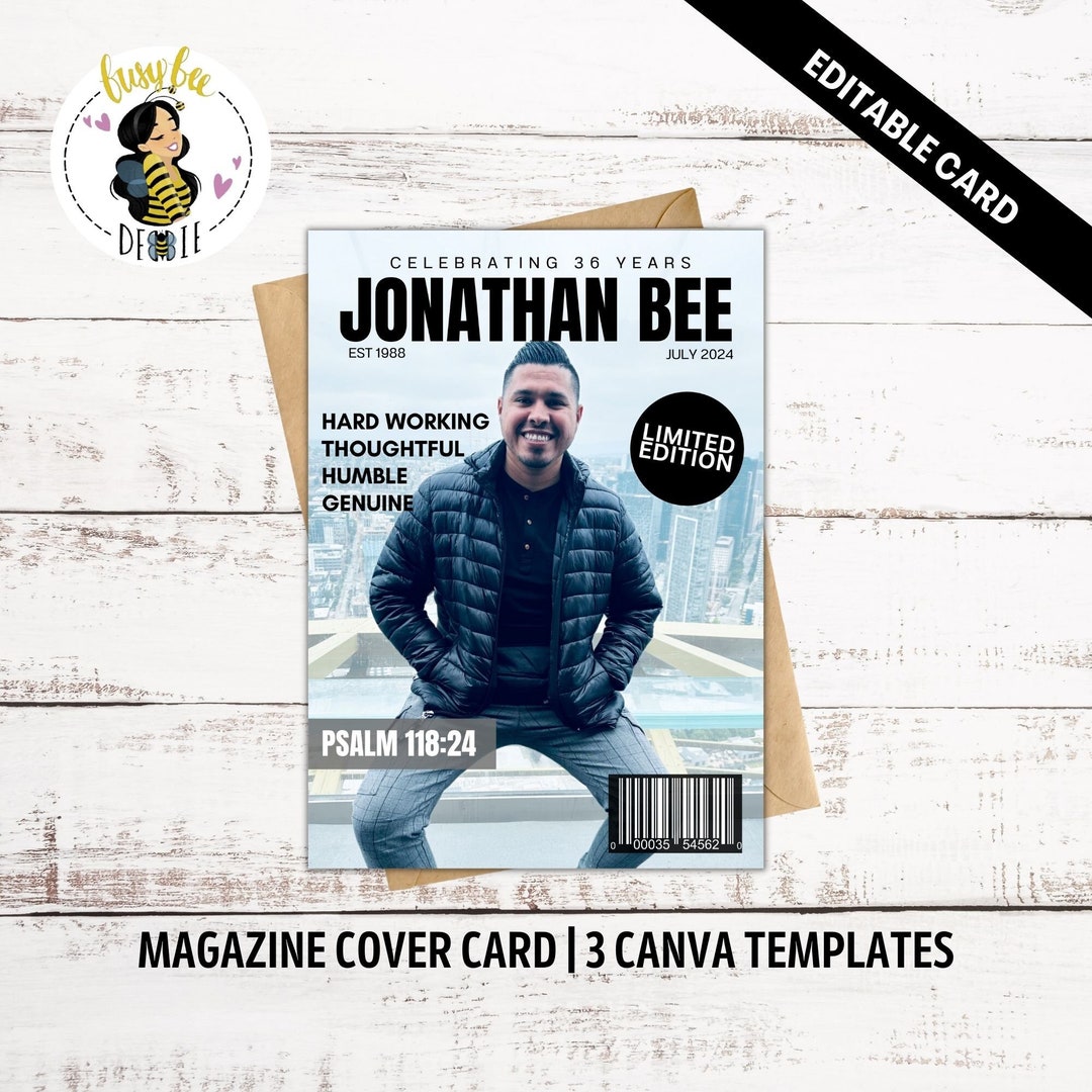 Magazine Card Birthday Card for Him | Editable Birthday Card for Her | Magazine Cover ...
