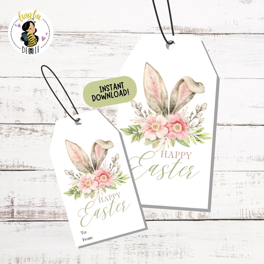 Printable Easter Bunny Gift Tag Instant Download Easter Bunny Ears Gift ...