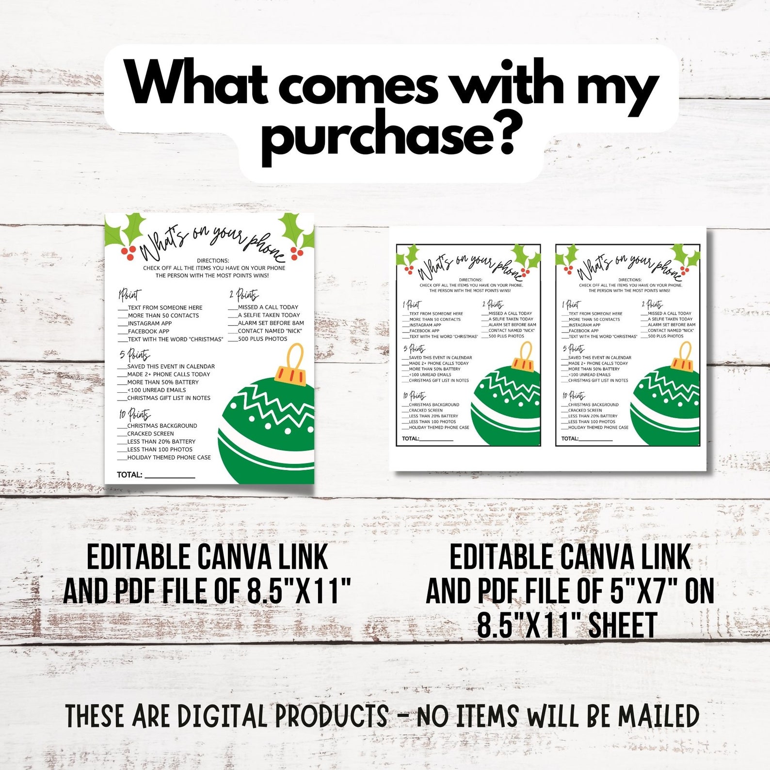 What's on Your Phone Printable Christmas Game Editable - Etsy