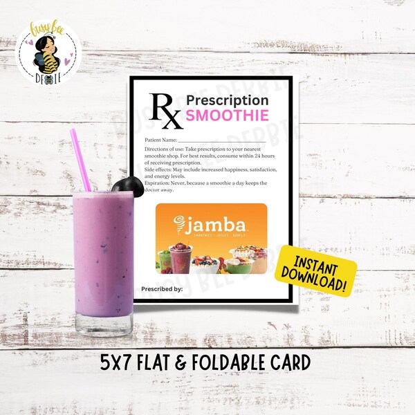 Smoothie Birthday Card Printable Etsy