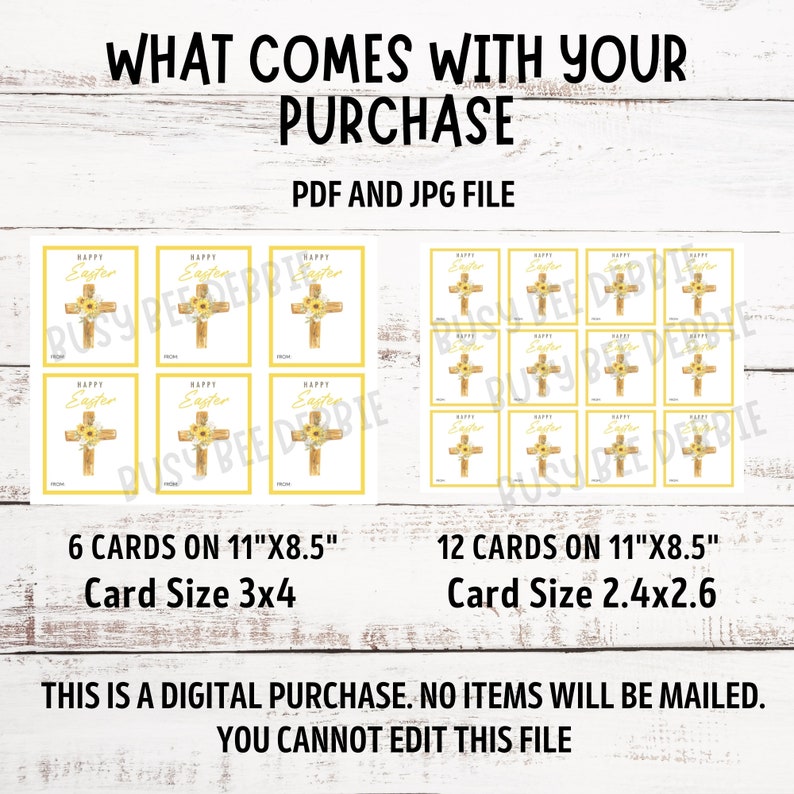 Printable Easter Cross Cards Watercolor Yellow Sunflower - Etsy