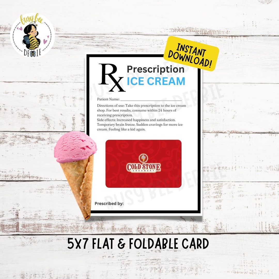 Printable Ice Cream Gift Card Holder for Mothers Day, Nurse Week, Staff Appreciation, Father's