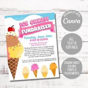 Editable Ice Cream Flyer PTA PTO Fundraiser Ice Cream Party, School ...