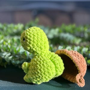Crochet Turtle Plushie with Removable Shell & Hidden Booty – Funny Amigurumi Gift – Handmade Turtle Toy