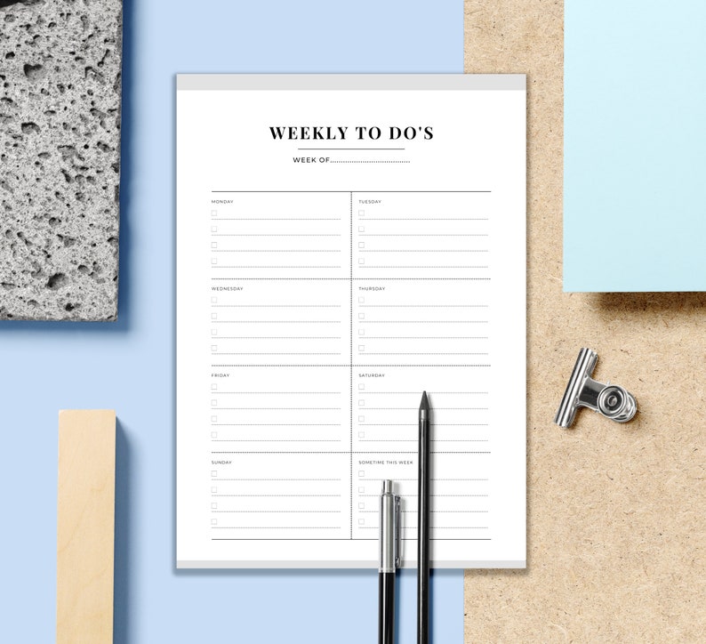 Minimalist Weekly to Do List Printable, Simple Tasks List Template A4 ...