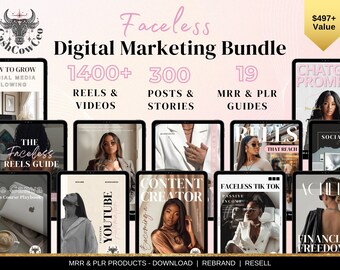 Ultimate Digital Marketing Guide MRR PLR Digital Products Master Resell rights Course Bundle Done for You Social Media Templates Instagram