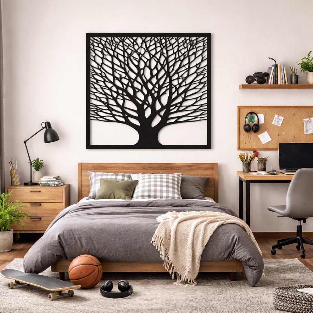 Black Metal Tree Wall Art, Frame Minimalist Modern Home Decor ...