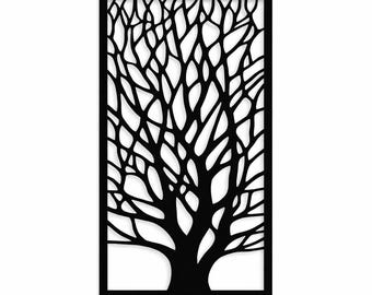 Vertical Black Tree Branches Panel – Minimalist Nature-Inspired Wall Decor for Living Room or Office