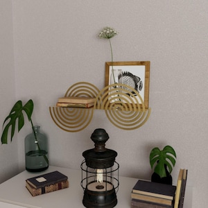 Modern Geometric Wall Shelf with Circular Art Design, Stylish and Functional Metal Rack for Contemporary Home or Office Decor, Harmony Shelf