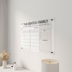 Acrylic Wall Calendar with Shopping List, Personalized Family Planner, Monthly Weekly Calendar, Acrylic Dry Erase Board,Large Command Center