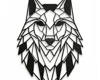 Geometric Wolf Metal Wall Art, Modern Animal Design Home Office Rustic Nature Decor Gift