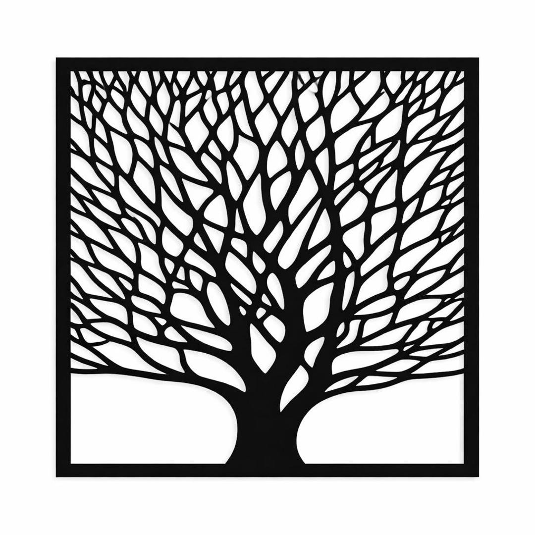 Black Metal Tree Wall Art, Frame Minimalist Modern Home Decor ...