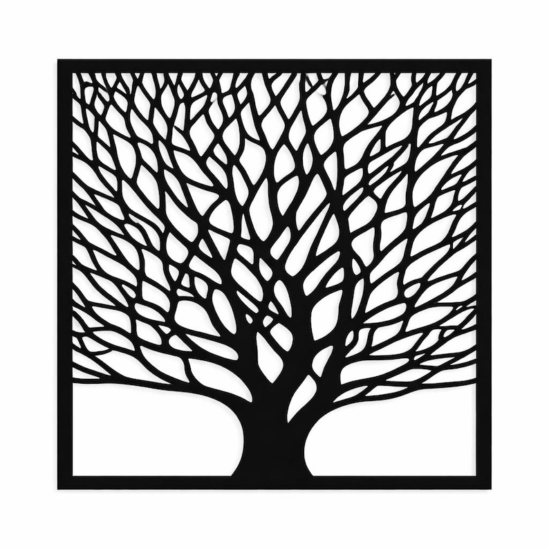 Black Metal Tree Wall Art, Frame Minimalist Modern Home Decor ...