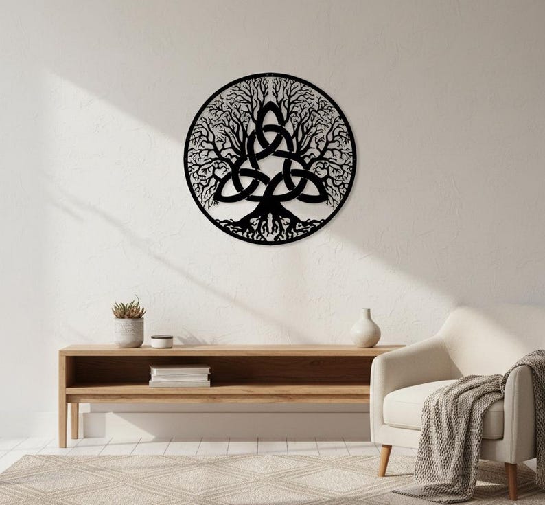 Tree of Life Metal Wall Art Celtic Family Roots Garden Decor Housewarming Gift Sign image 3