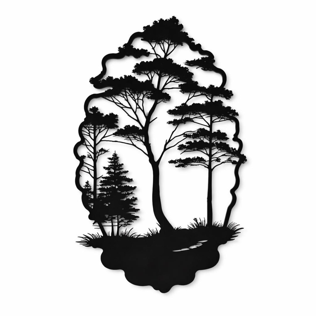 Forest Metal Wall Art, Pine Tree Silhouette Nature Decor, LED Backlit ...