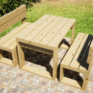 48&quot; Picnic Table Plans: DIY Outdoor Bench with Backrest (PDF Download)