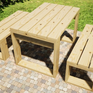 Picnic Table Plans 48 in - DIY Outdoor Table Bench Plans