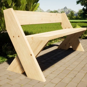 Leopold Bench Plans 63x24 in - DIY Outdoor Bench with Backrest