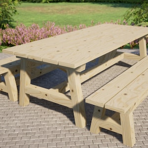 Farm Picnic Table Plans 96x39 in - DIY Outdoor Table Set Plans