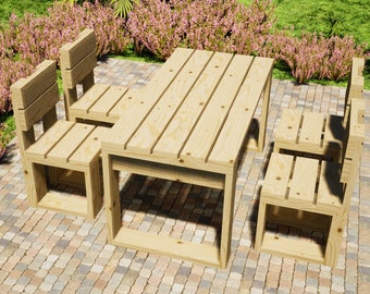 Plannen eettafel 60 inch: zelfgemaakt tuinmeubilair (pdf)