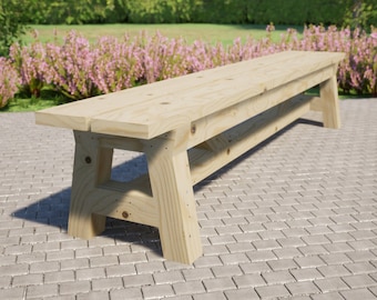 Farm Bench Plans: DIY Outdoor Bench (96x15 in)