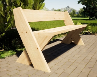 Leopold Bench Plans 63x24 in - DIY Outdoor Bench with Backrest