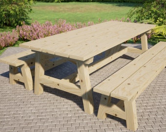 Farm Picnic Table Plans 96x39 in - DIY Outdoor Table Set Plans