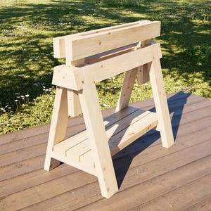 Adjustable Sawhorse Plans 32x18" Heavy-Duty DIY Sawhorse - Beginner Woodworking Project - Digital Download