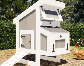 Planos de gallinero pequeño (DIY): 2-3 gallinas, 68 x 107 cm (Descarga digital en PDF)