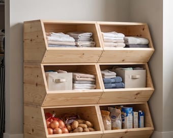 Planos para construir un contenedor apilable de madera de 20 x 15 pulgadas - Instrucciones en PDF para bricolaje (descarga instantánea)