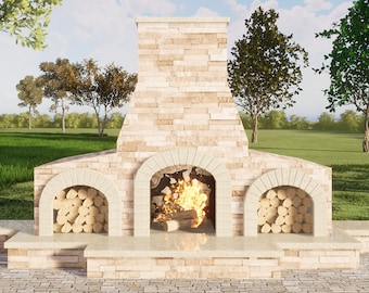 Outdoor Fireplace Plans 4x10 ft - PDF DIY Blueprint