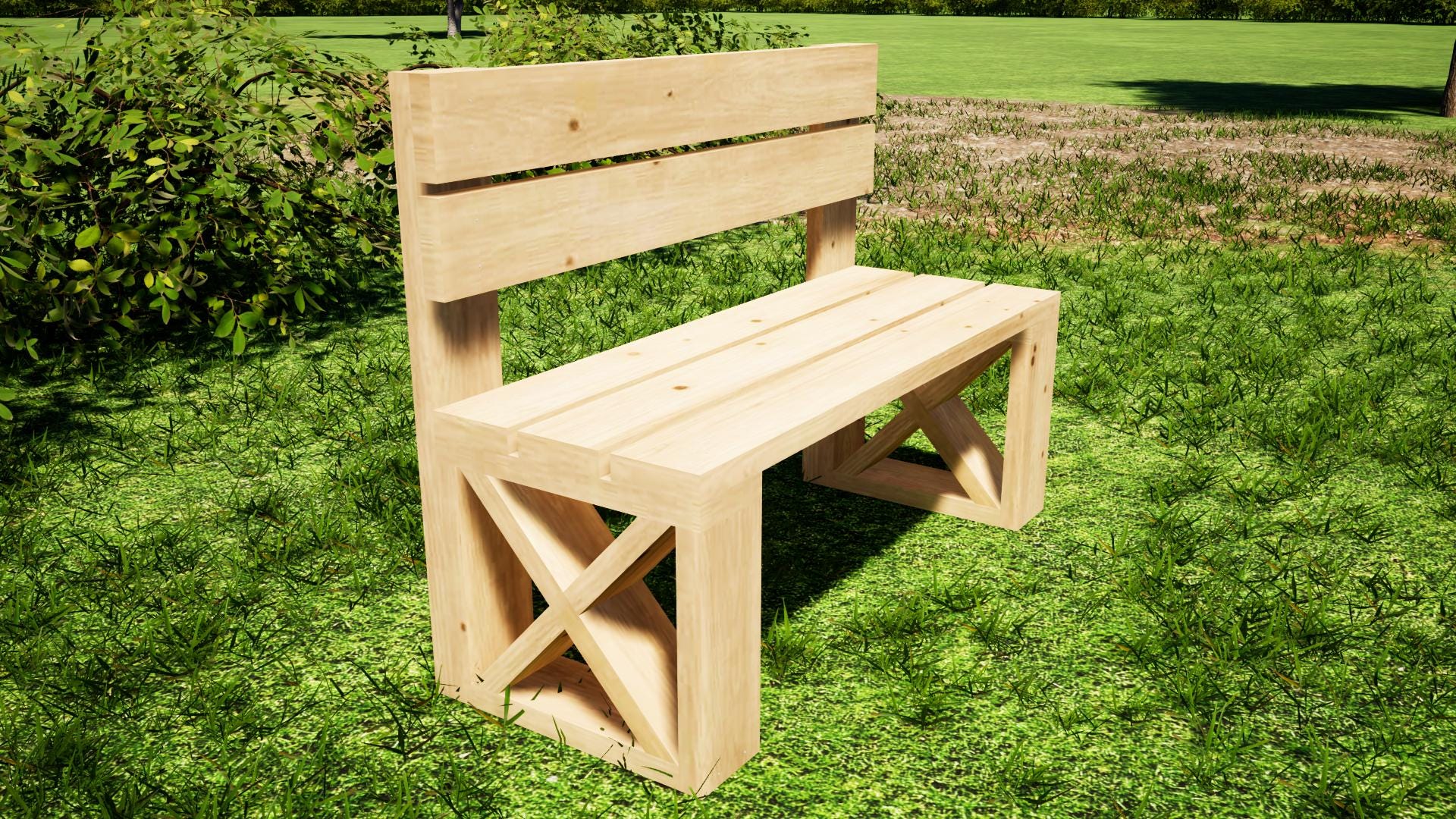 屋外ベンチプラン 48 x 19 インチ - 背もたれ付き DIY ガーデンベンチ