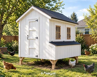 Chicken Coop Plans 20 Chickens - 8x8 ft Building Size PDF Download