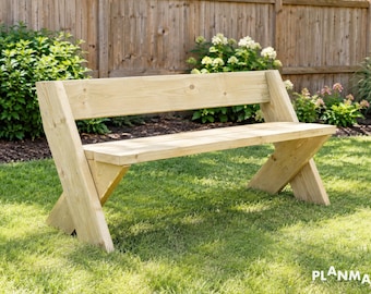 Planos para banco Leopold de 51 x 24 pulgadas - Banco de exterior para construir uno mismo con respaldo