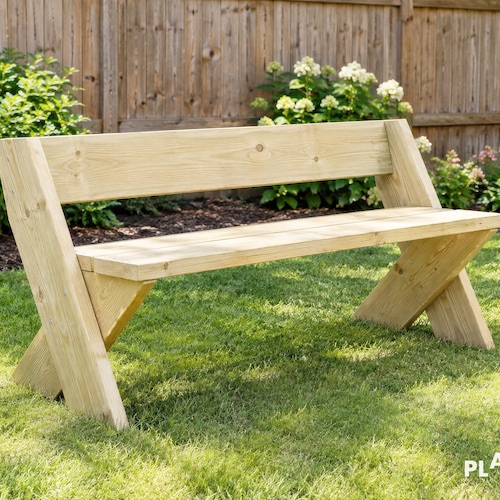 Planos para banco Leopold de 51 x 24 pulgadas - Banco de exterior para construir uno mismo con respaldo