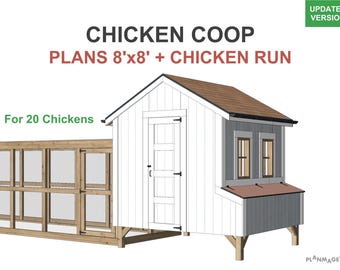 DIY-kippenhokplannen 8 x 8 ft met ren (pdf)