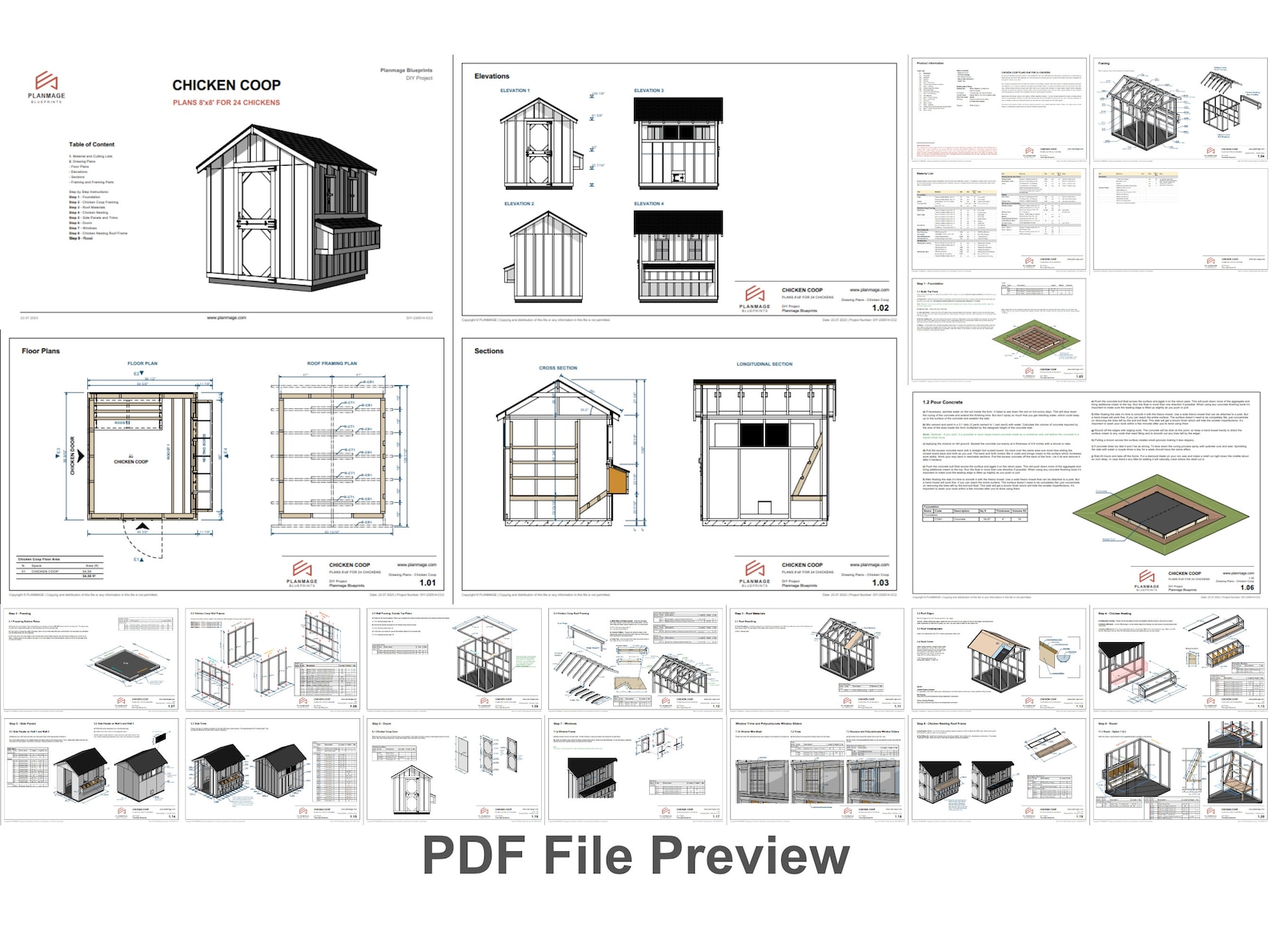 Chicken Coop Plans 8x8 for 24 Chickens DIY Download PDF Plans - Etsy