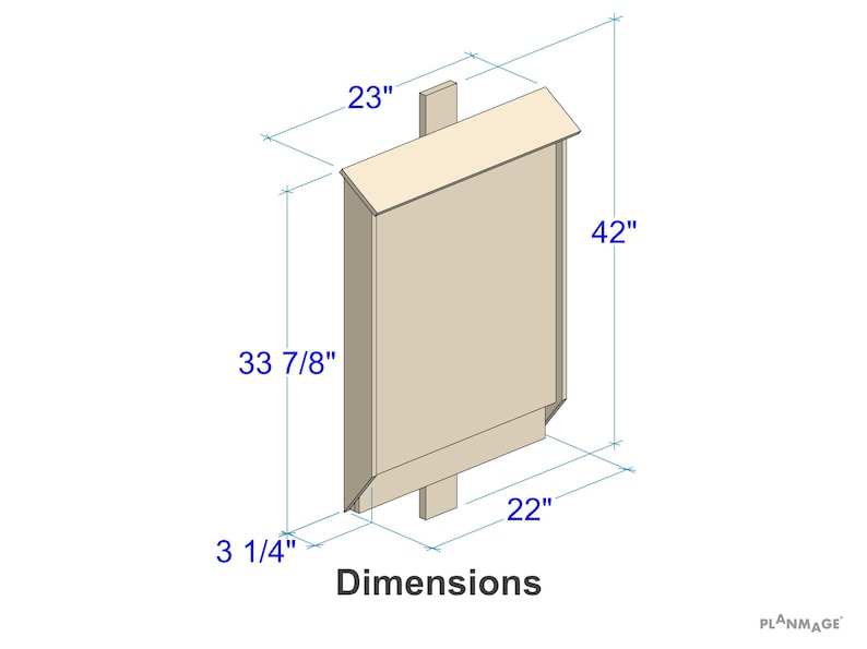 Bat House Plans – Single Chamber DIY Bat Habitat Blueprint PDF Download ...