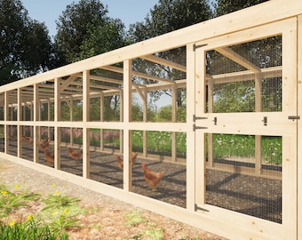 Large Chicken Run Plans 8x48: DIY Chicken Pen for 40-50 Chickens (PDF Download)
