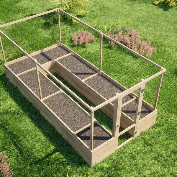 Raised Garden Bed Plans 8x16 ft - DIY Walk in Garden With Deer Fence Plans