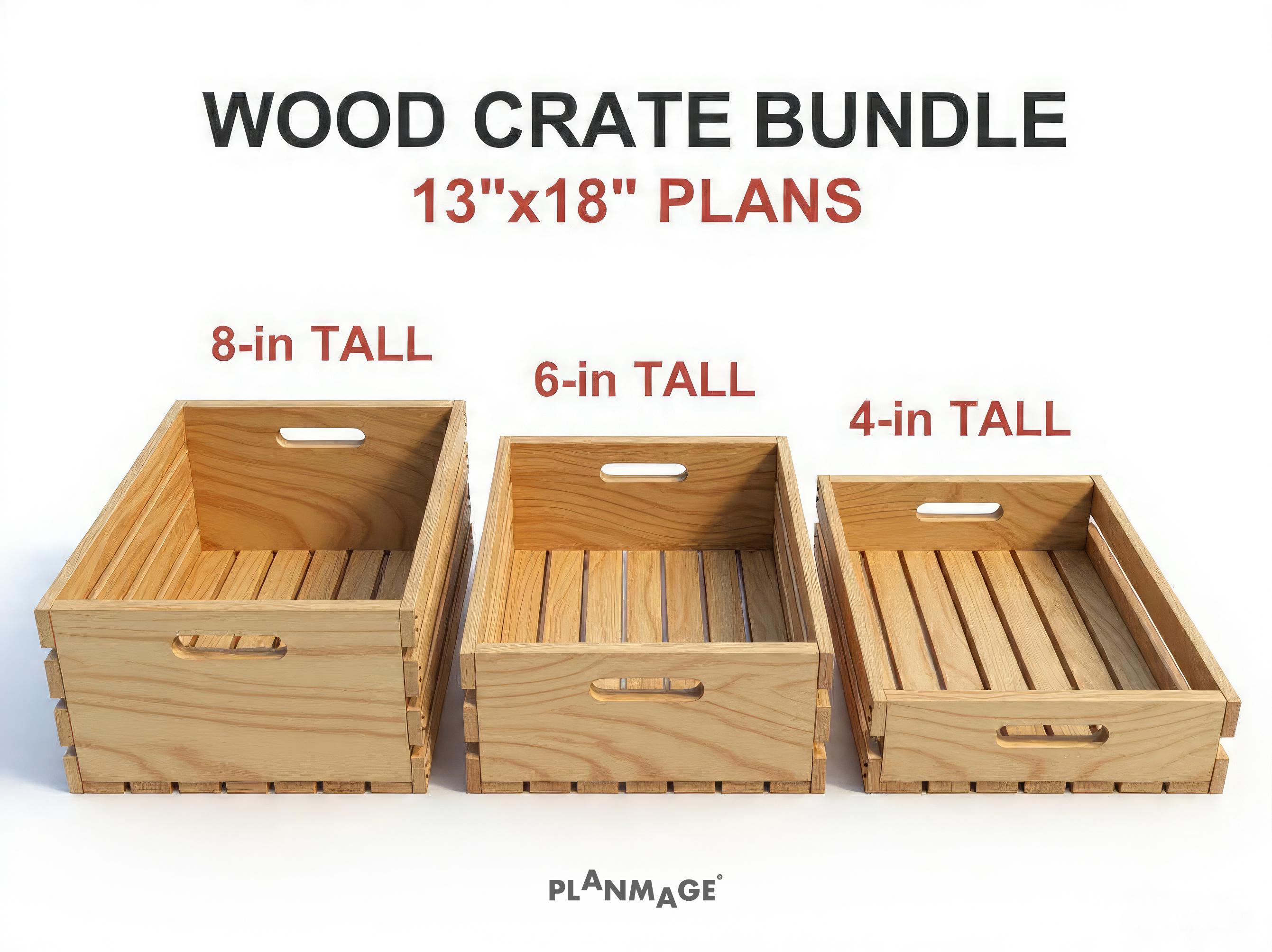 ハンドメイド　木箱　大中小セット 木製木箱プランセット：13x18インチ、高さ3種類（PDFダウンロード