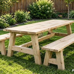 Farm Picnic Table Plans 96x39 in: DIY Outdoor Table Set (PDF)