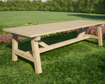 Farm Table Plans: DIY Outdoor Patio Table (120x39 in) (PDF)