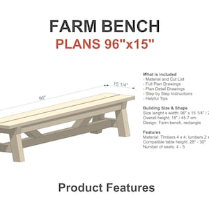 Farm Picnic Table Plans / Outdoor Picnic Table Plans / Picnic Table Plans / Garden Picnic Table Plans / Patio Pinic Table Plans / Farmhouse Style Table Plans / Outdoor Furniture Plans / Patio Furniture Plans / Garden Furniture Plans