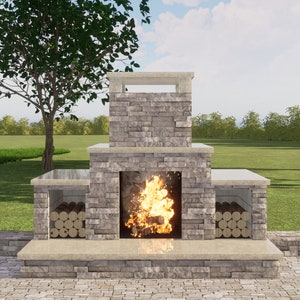 Outdoor Fireplace Plans 4x8 ft - PDF DIY Blueprint