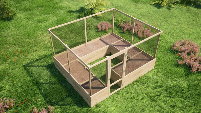 Small Raised Garden Bed Plans 12x10 ft - DIY Walk in Garden With Deer Fence Plans