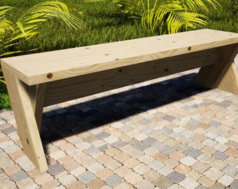 DIY 屋外ベンチの設計図：63インチ x 14インチのガーデンファニチャー