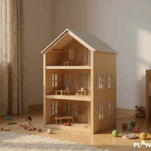Progetti fai da te per casa delle bambole con garage - Casa delle bambole in legno da 10 x 19 pollici con 3 piani + soffitta PDF da scaricare