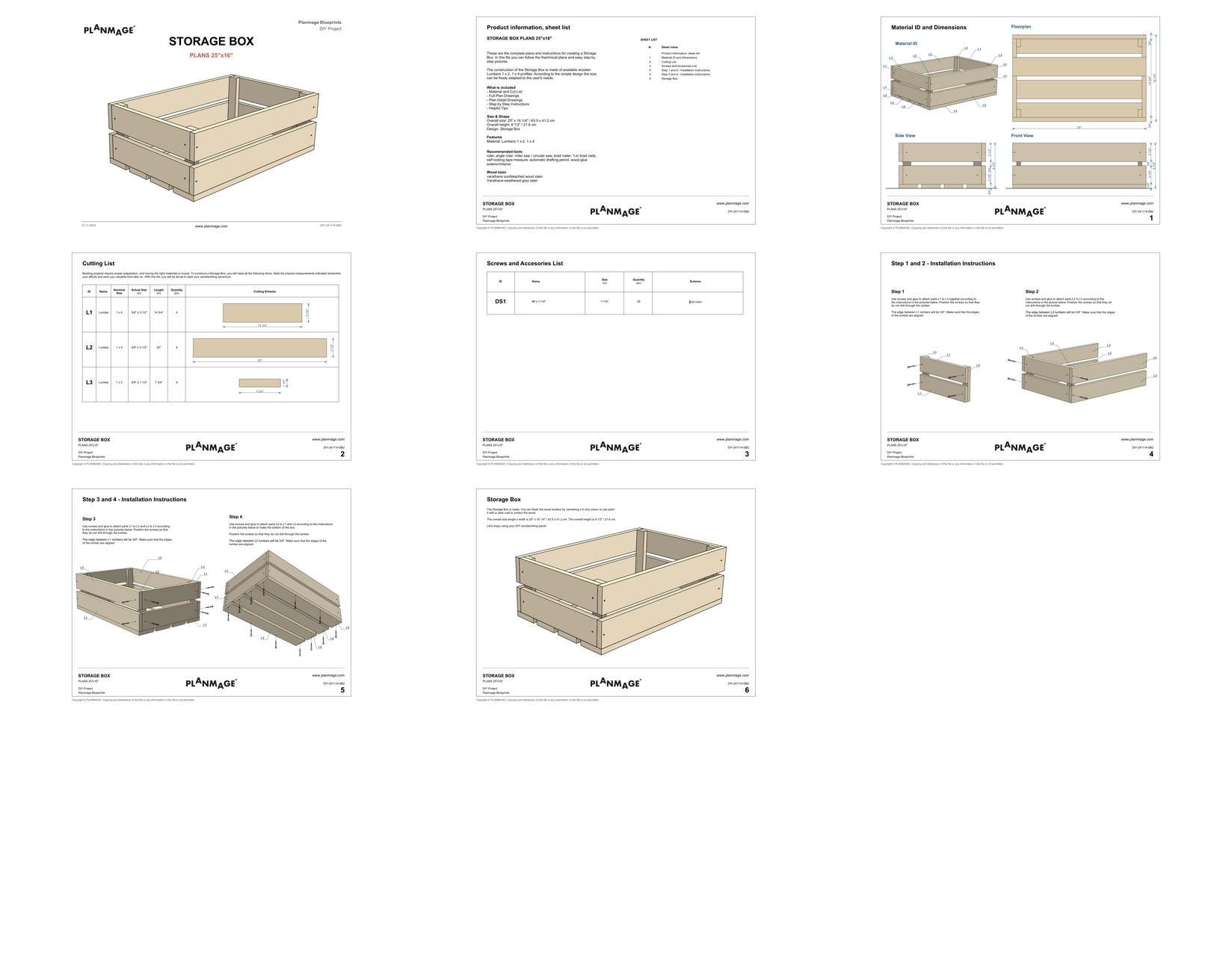 Wooden Storage Box Plans 25x16 in - DIY PDF Download - Etsy