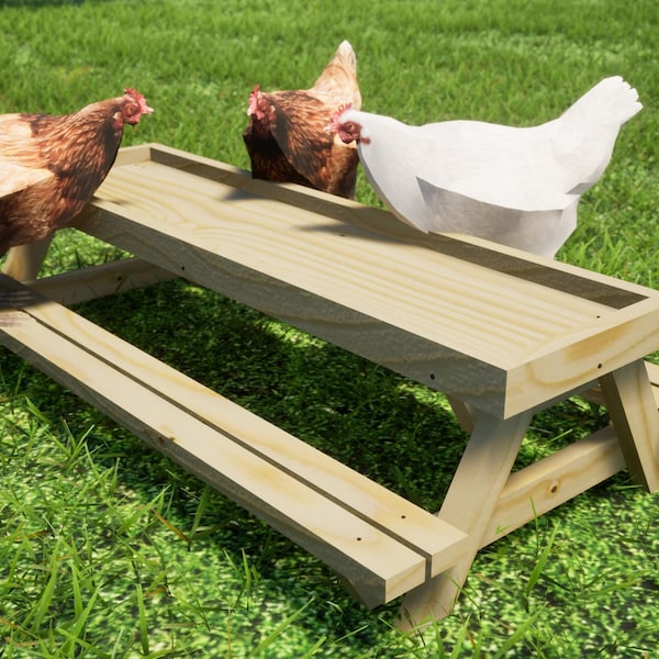 Chicknic Table Plans 32x17 in - DIY Chicken Picnic Table PDF Download